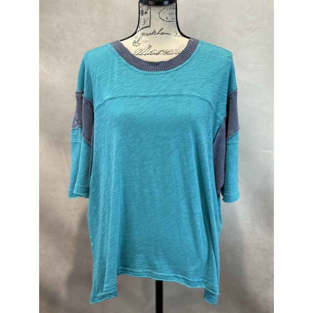 NWT Free People Movement New Kid On The Block Blue Oversized Tee Size S